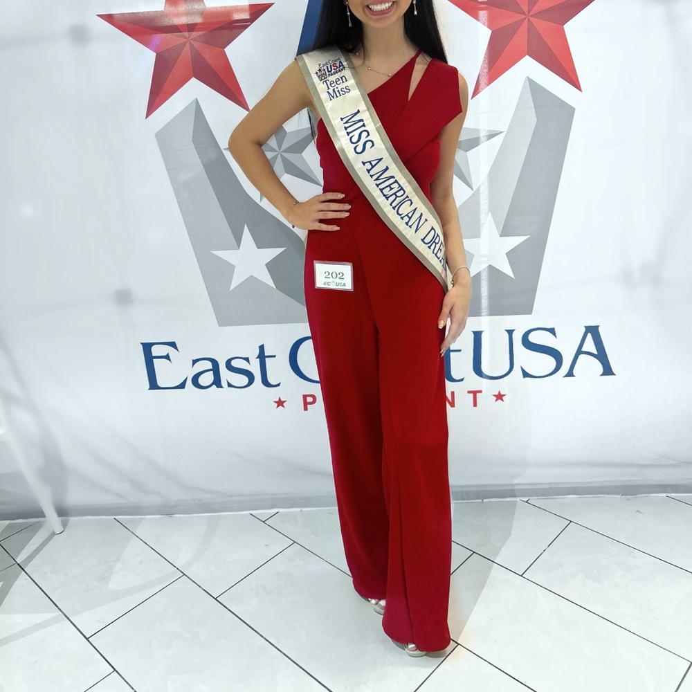 Red asymmetrical jumpsuit (Zara revolve lulus Mac Duggal)